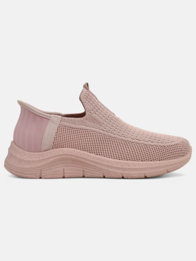Ženske superge Apollo Rosa – roza slip-on čevlji iz tkanine na ravnem podplatu