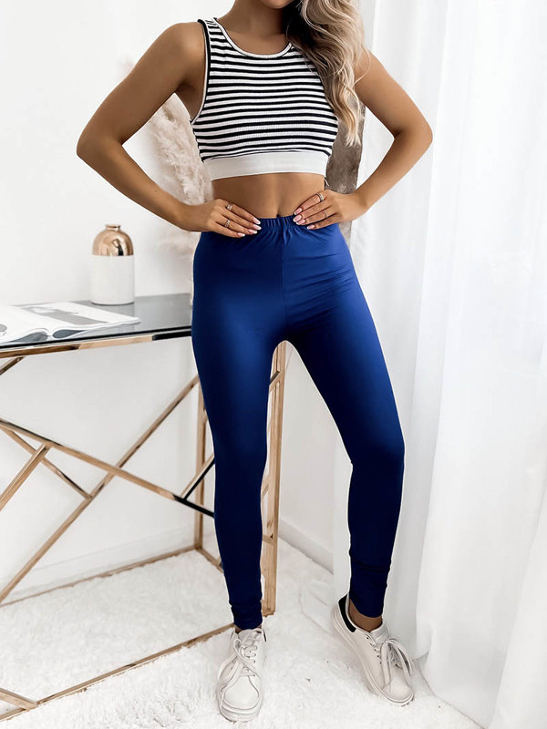 Royalfashion Granatowe damskie legginsy z włókna bambusowego