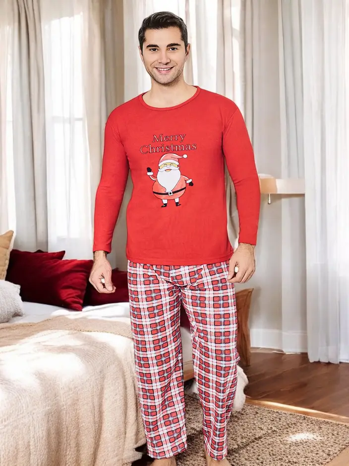 Royalfashion Božična bombažna moška pižama 2-delna Vesel Božič PLUS SIZE