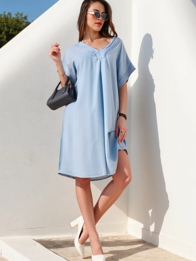 Royalfashion Preprosta ženska tunika, ki spominja na jeans obleko