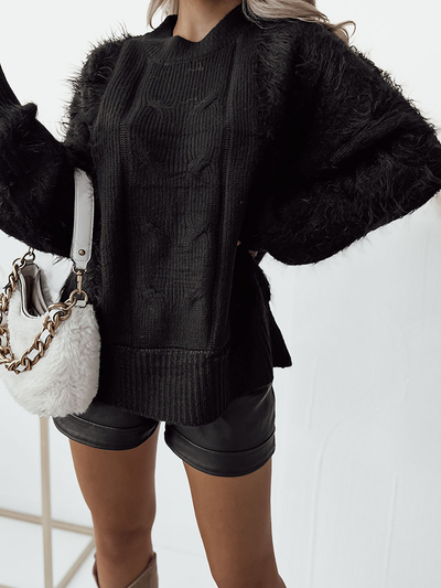 Royalfashion Črn ženski pulover za posteljo