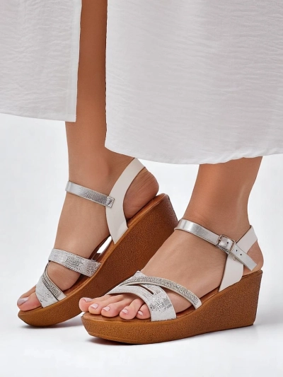 Royalfashion Ženske wedge sandale z diamanti in bleščicami Eclat
