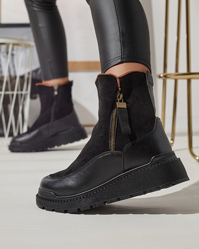 Czarne botki damskie Mefina- Obuwie