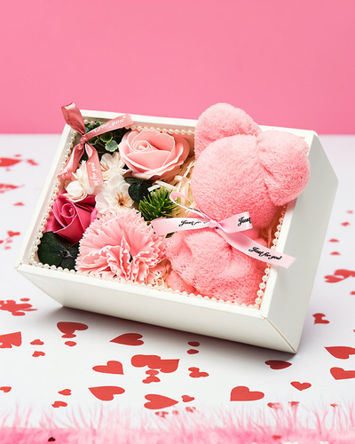 Royalfashion Flowerbox Rože v škatli z medvedkom