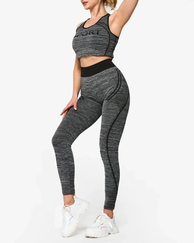 Royalfashion Szary damski komplet sportowy z czarnymi wstawkami