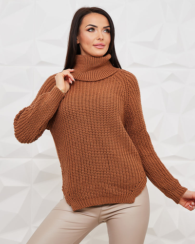 Royalfashion Camel Ženski pulover z rolojem