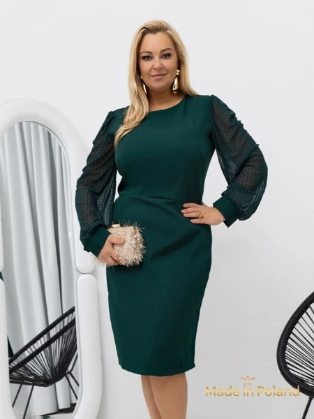 Elegantna ženska mini obleka z rokavi iz tila Evilla