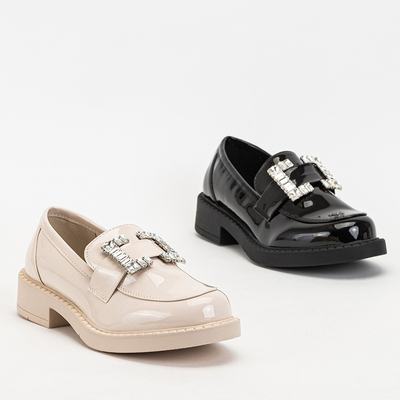 Royalfashion Beżowe damskie półbuty z kryształkami Larri