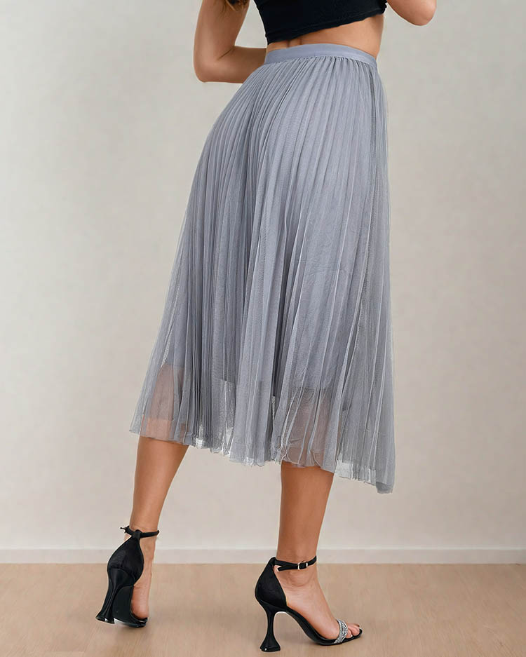 Royalfashion Žensko dvoslojno midi krilo