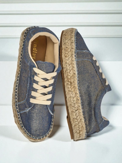 Aurelia Denim Espadrillos – ženski copati s plosko peto iz tkanine