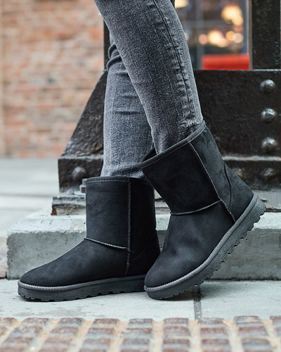 Royalfashion Damskie ocieplane eko-zamszowe buty a'la śniegowce w czarnym kolorze Xetik