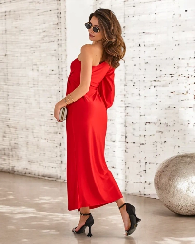 Royalfashion Ženska duga tkanina haljina s jednim ramenom