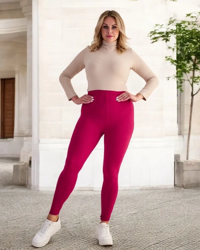 Royalfashion Bordowe damskie legginsy bambusowe PLUS SIZE