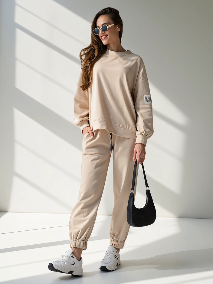 Royalfashion Ženski bombažni komplet z manšetami na gležnjih