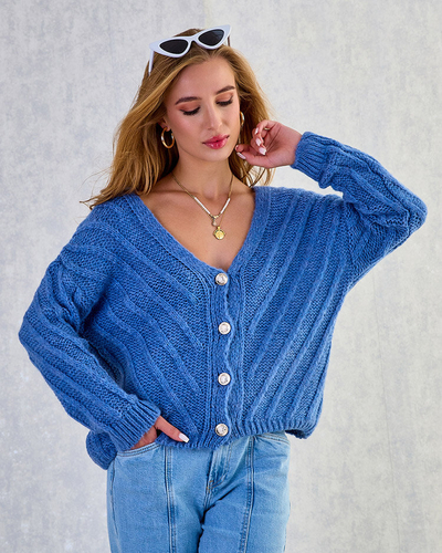 Royalfashion Ženski pleteni pulover z gumbi