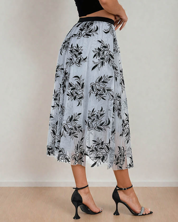 Royalfashion Žensko dvoslojno midi krilo