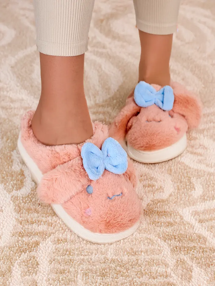 Royalfashion Ženske krzneni copati z pentljo Savos