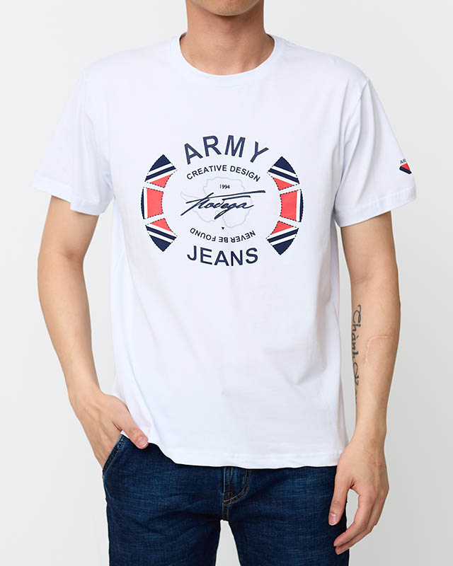 Royalfashion Biały męski t-shirt z nadrukiem