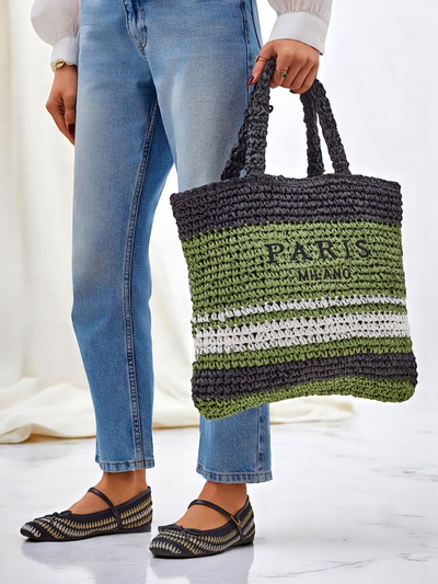 Royalfashion Velika ženska torba iz slame Paris Stripe