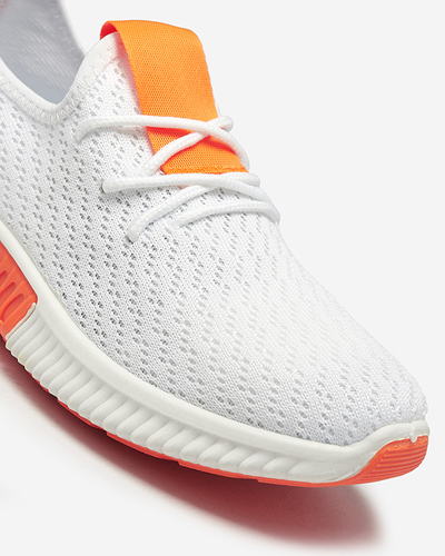 Royalfashion Białe damskie buty sportowe z pomarańzowymi wstawkami Kedeti