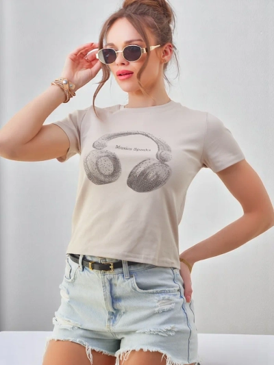 Royalfashion Ženska bombažna majica z motivom glasbe