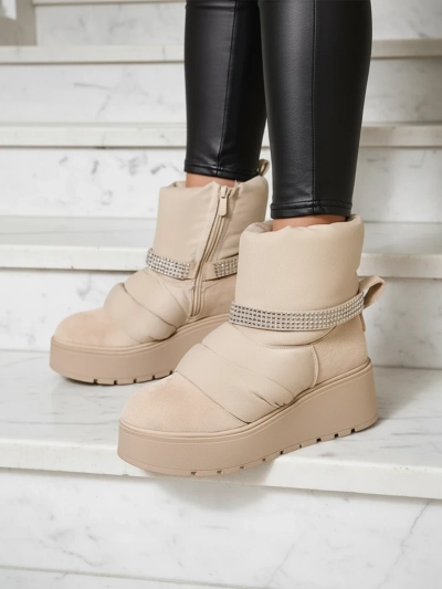 Royalfashion Ženski zimski škornji na klin Renosi