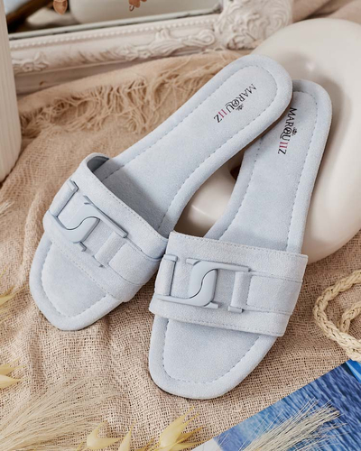 Royalfashion Niebieskie damskie klapki z klamerką Rydr