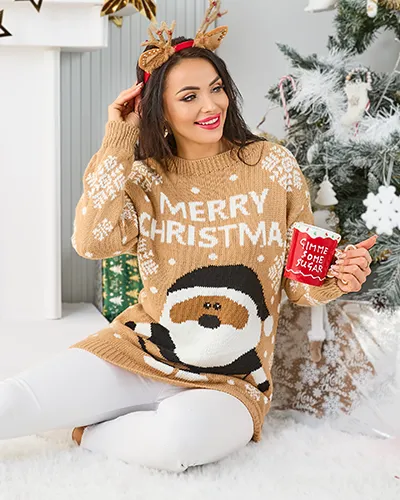 Royalfashion Ženski božični pulover s Santa Clausom