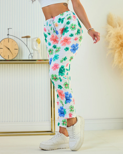 Royalfashion Ženske hlače iz tkanine s cvetličnim vzorcem