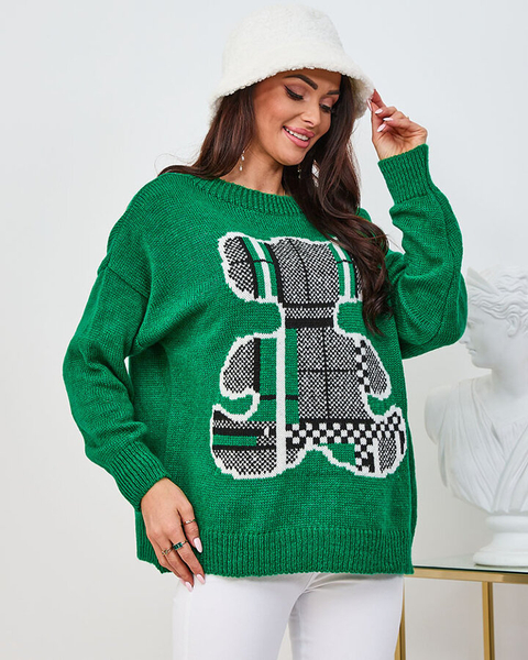 Royalfashion Temno zelen ženski pulover