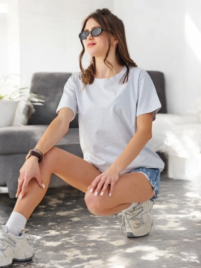 Royalfashion Ženska bombažna casual majica s krožnim izrezom