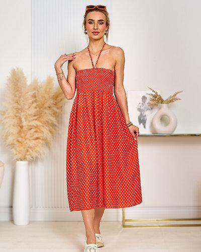 Royalfashion Ženska pikčasta obleka do kolen