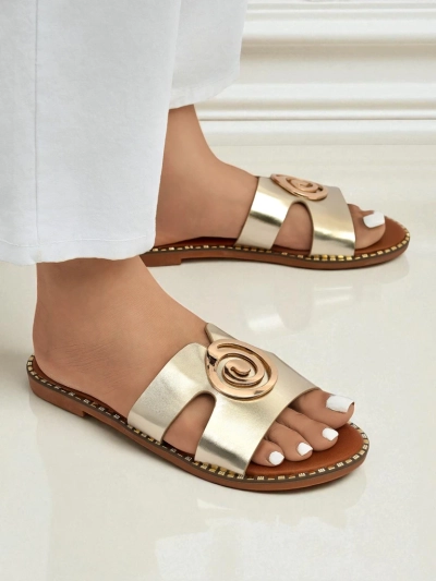 Royalfashion ženski natikači z ravnim podplatom Glam Bliss