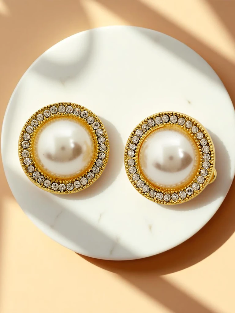 Royalfashion Ženski uhančki na zaponko z biserom Aurelia Perla