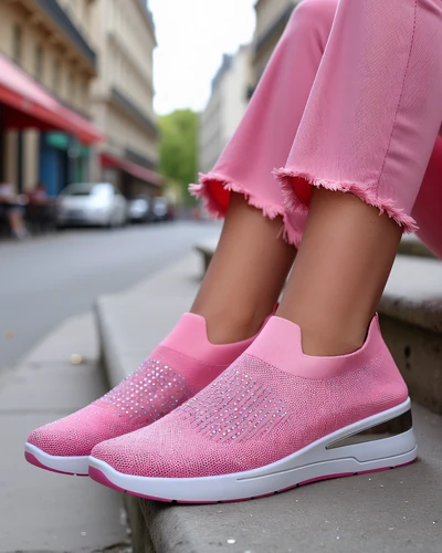 Royalfashion ženske vpeti športni čevlji na wedge z rhinestones Qelavise