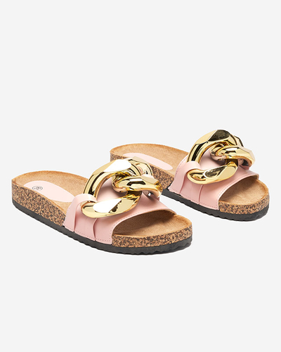 Royalfashion Różowe klapki damskie z ozdobą Sofig