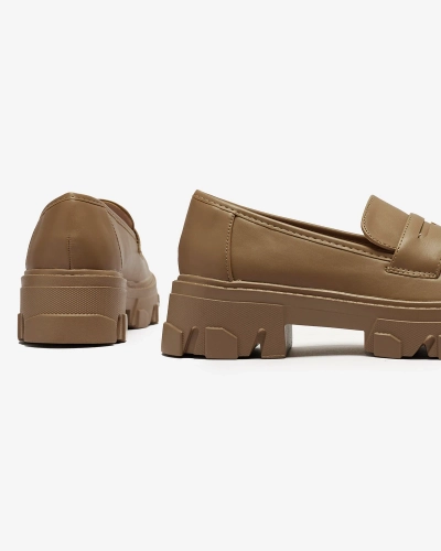 Royalfashion Damskie jasnobrązowe mokasyny na masywnej podeszwie Desika