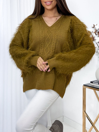Royalfashion Puhasti ženski pulover v gorčični barvi
