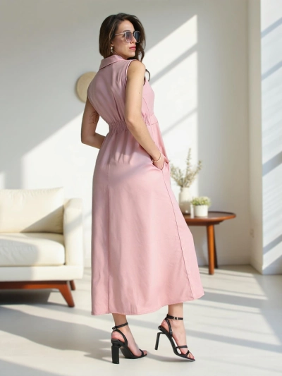 Royalfashion Ženska brezrokavnika obleka z ovitek vratom Bizness