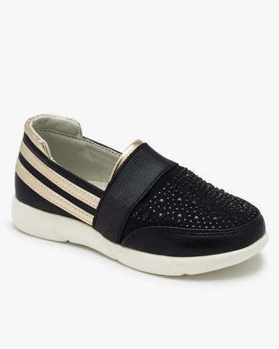 Royalfashion Czarne dziecięce tenisówki slip - on Ciarala