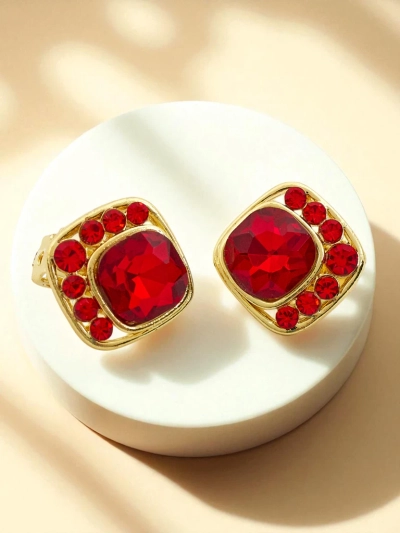 Royalfashion Ženske uhani s kristali in cirkoni, na sponko