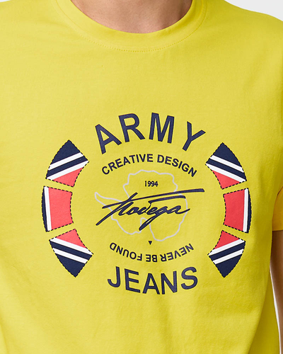 Royalfashion Żółty męski t-shirt z nadrukiem