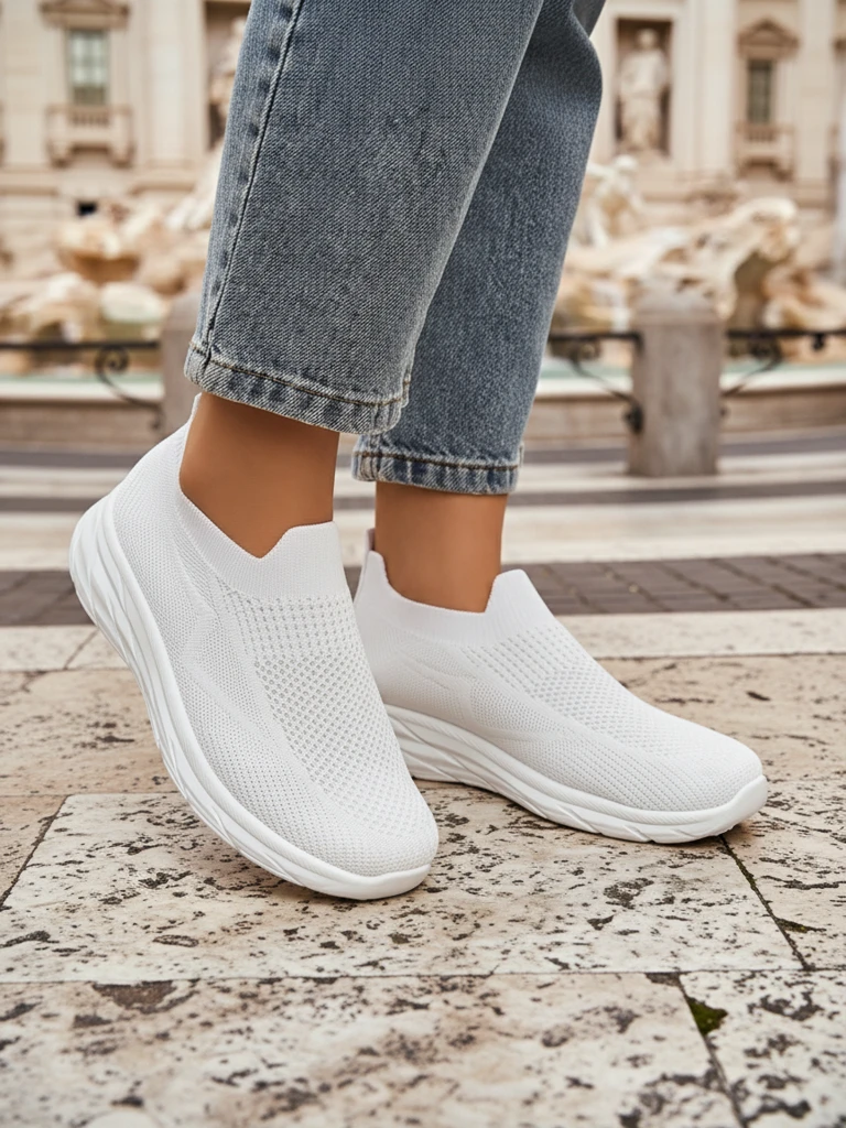 Royalfashion Ženske sportske tenisice na navlačenje Whites