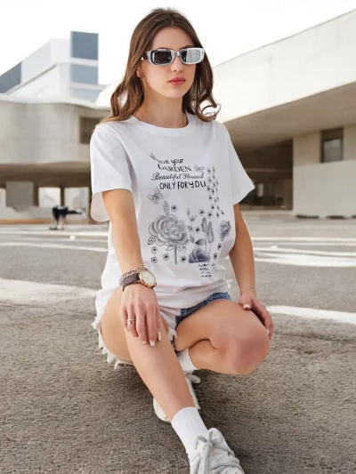 Royalfashion Ženska bombažna bluzka z napisom