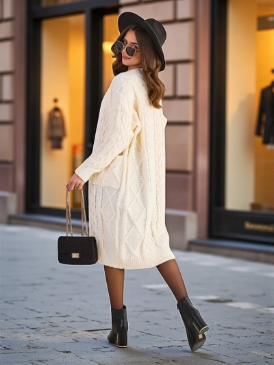 Royalfashion Pleteni ženski pončo stil džemper