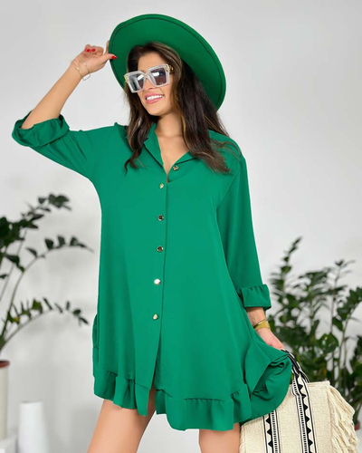 Royalfashion Ženska oversize obleka z volanom