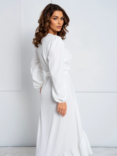 Royalfashion Povezani midi obleka za ženske z volančki