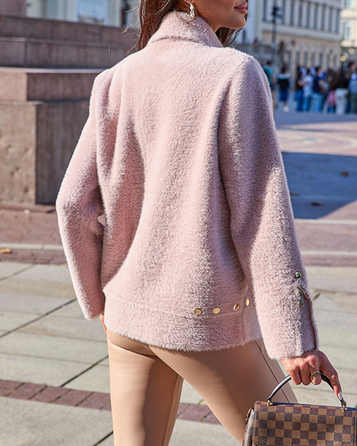 Royalfashion Rjav ženski pulover z žepi