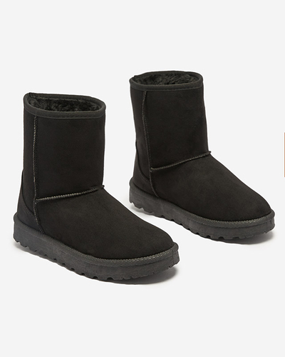 Royalfashion Damskie ocieplane eko-zamszowe buty a'la śniegowce w czarnym kolorze Xetik