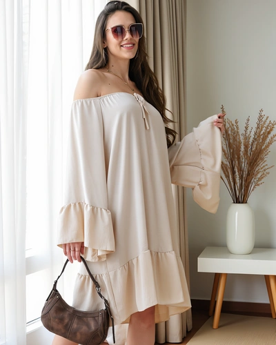 Royalfashion Ženska obleka a'la španskega stila z naborki, oversize
